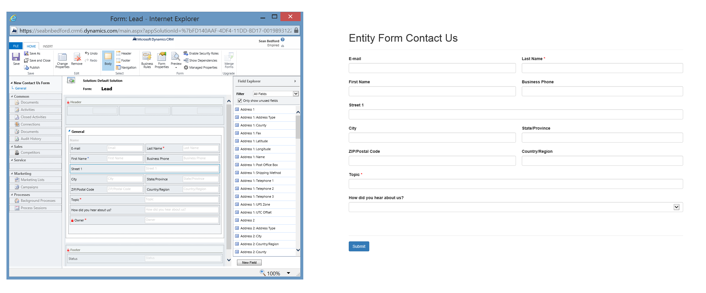 ADX Studio Entity Form